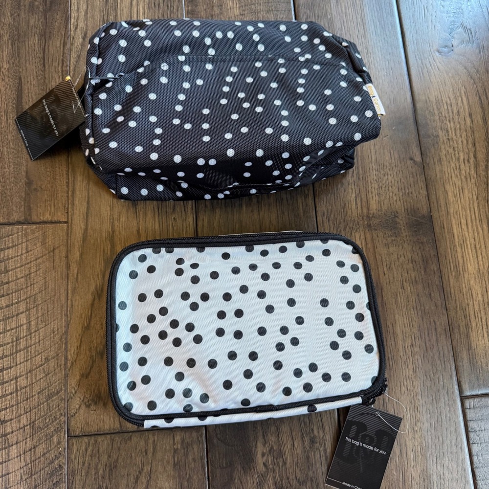 Bang & Carsen Polka Dot Travel Organizer Set Cosmetic Pouch & Jewelry‎ Case NWT